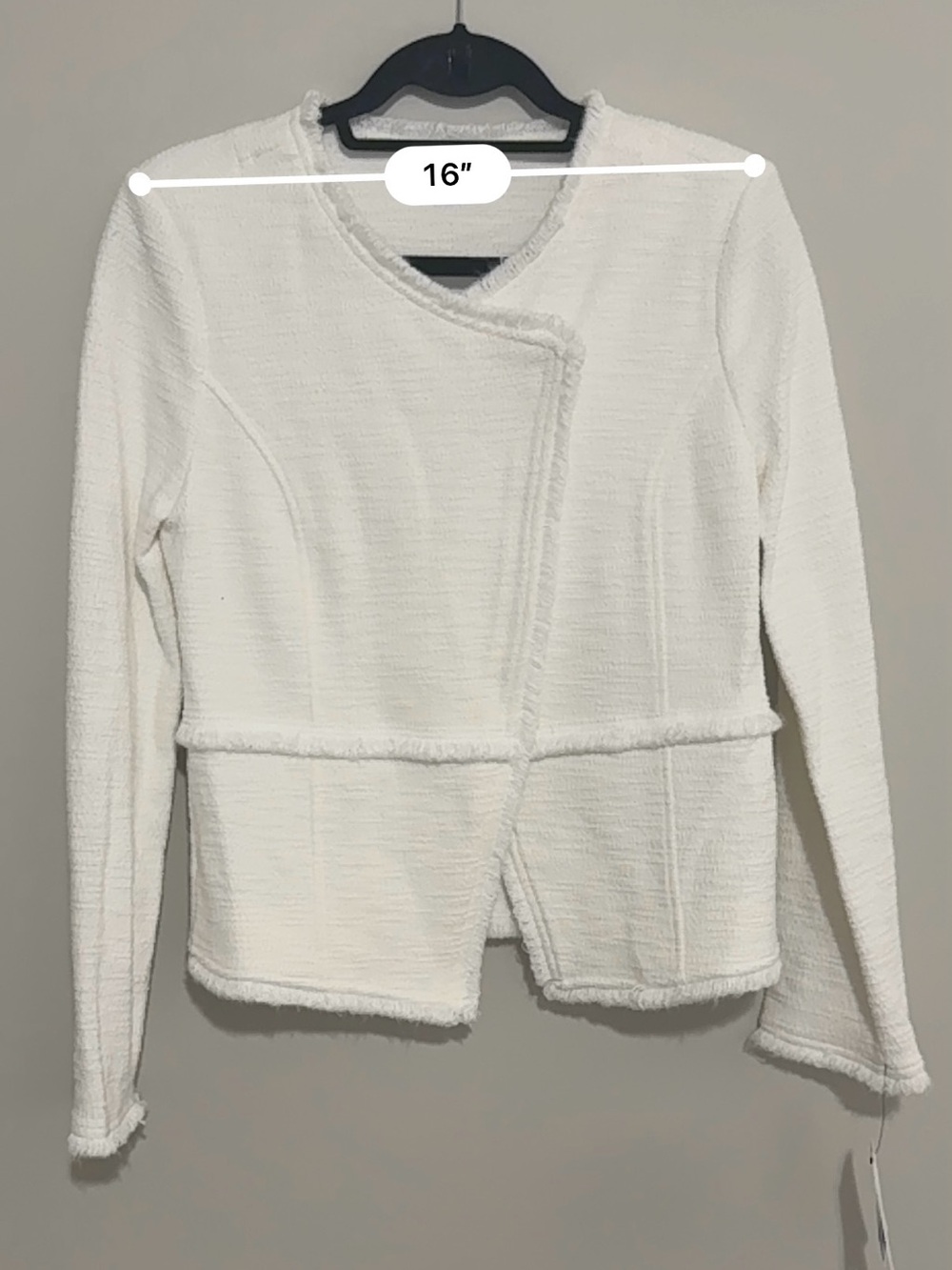 Amanda & Chelsea Ivory Asymmetric Open-Front Blazer - Picture 6 of 9